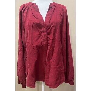 Women’s Universal Threads Long Sleeve Cranberry Red Corduroy Blouse - L